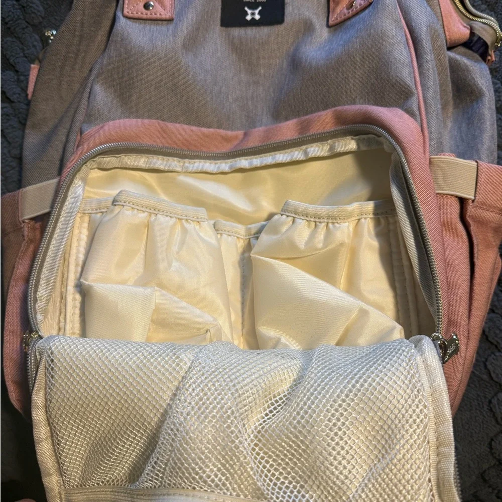 Pink and Gray Diaper Bag